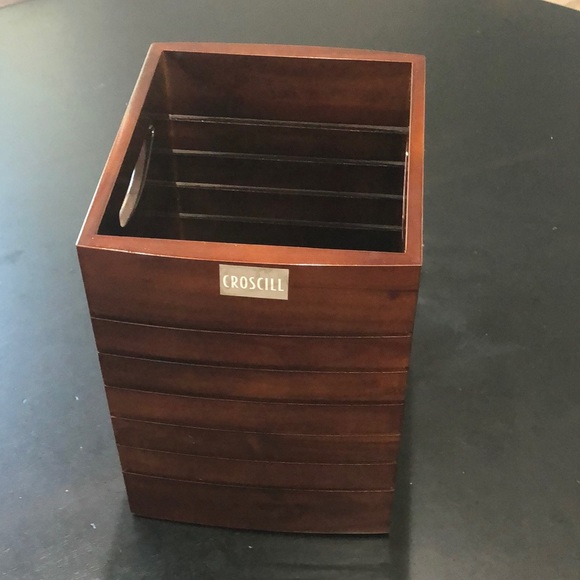 Croscill Bath Sun Valley Wood Trash Bin From Croscill Dark Brown